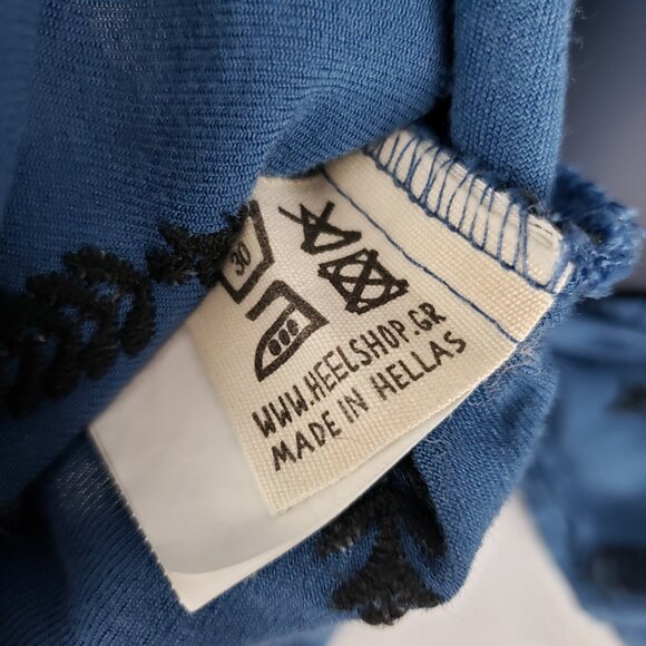 HEEL Athens Lab Dolman Wrap Top Blue Embroidered Half Sleeve One Size OS - Picture 8 of 8